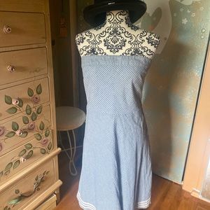 Denim Seersucker strapless dress by American Eagle